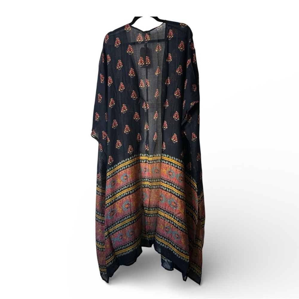 Natural Life Boho Bounty Navy Floral Light Weight 3/4 Sleeves Duster One Size - Picture 2 of 9